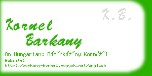 kornel barkany business card